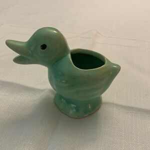 Small green duck planter vintage